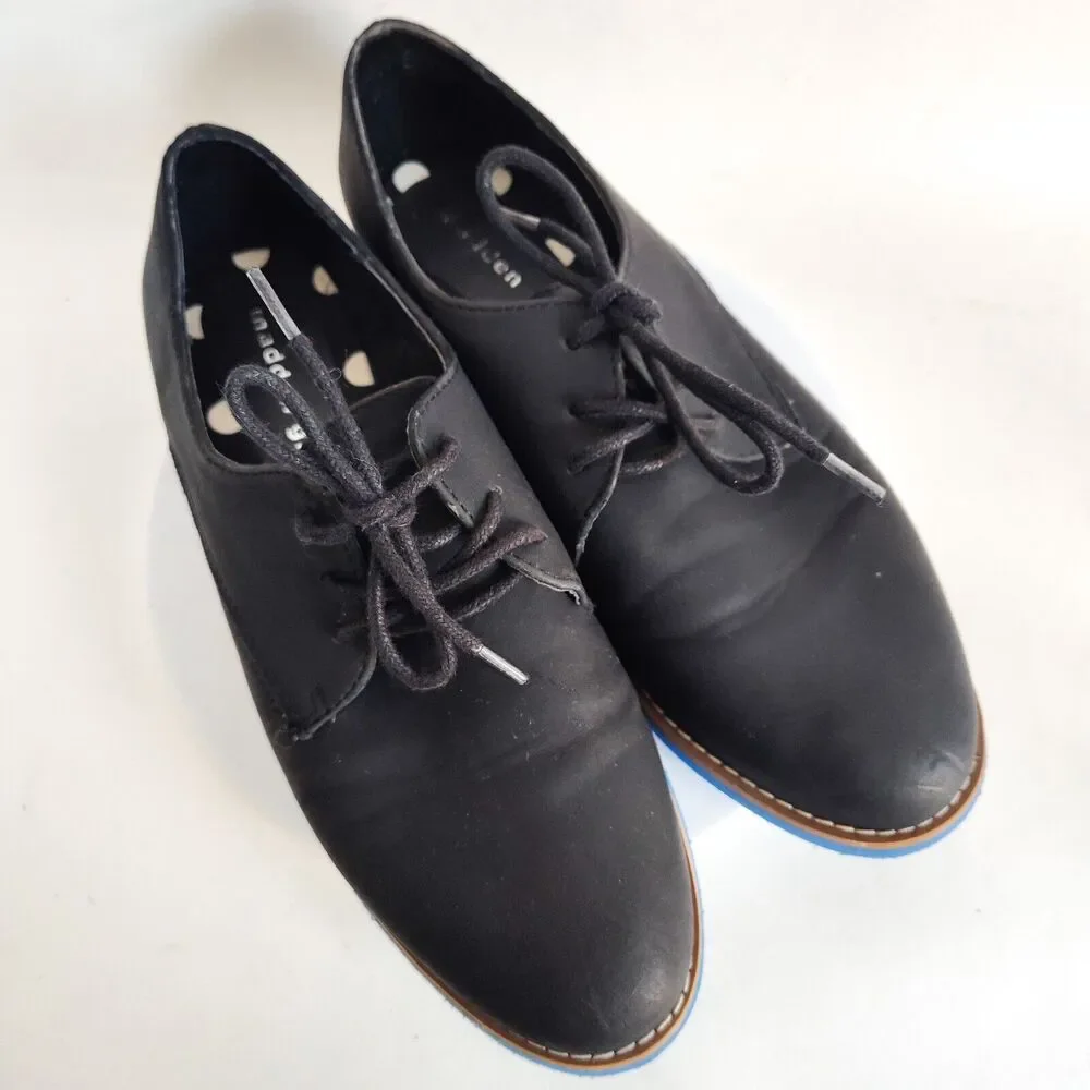 Madden‎ Girl Jacobz Faux Leather Wingtip Oxford Shoes Black 8.5 Lace Up Academia